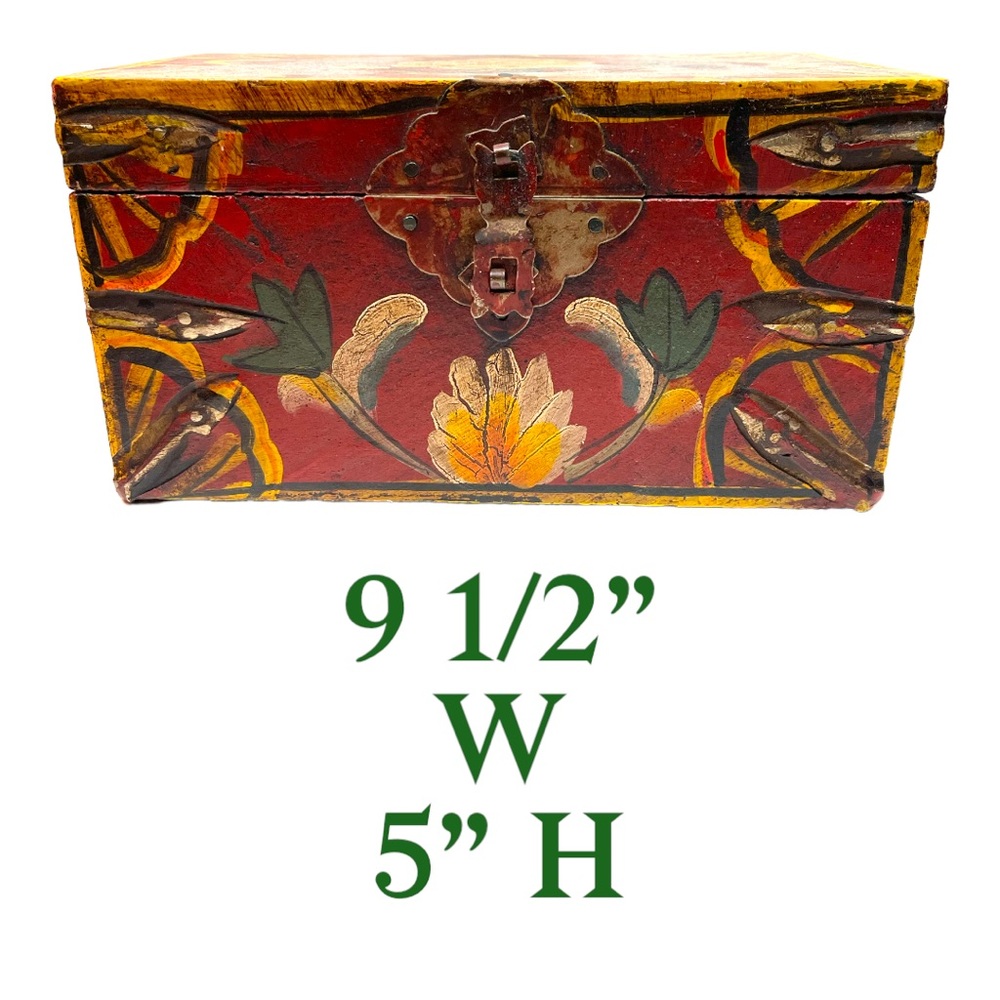 Hand Painted Antique Replica Wooden Box - Picture 2 of 7